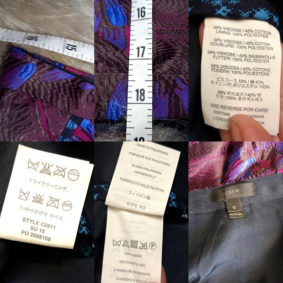 J.Crew • Vibrant GORGEOUS Floral Jacquard Neon Purple Blue Mini Pencil Skirt 12 - Picture 9 of 17